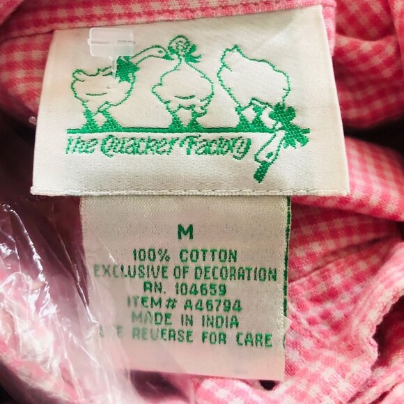 Quaker Factory Womens M Shirt Pink Checkered Flamingo Palm Trees Long Sleeve - Picture 9 of 9